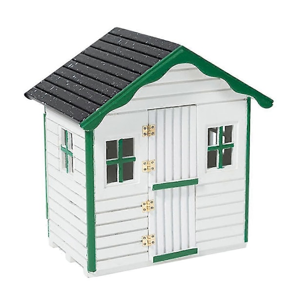 1:12 Dockhus Miniatyr Trä Sött Litet Hus Modell Härlig Villa Dockhus Dekoration, vit