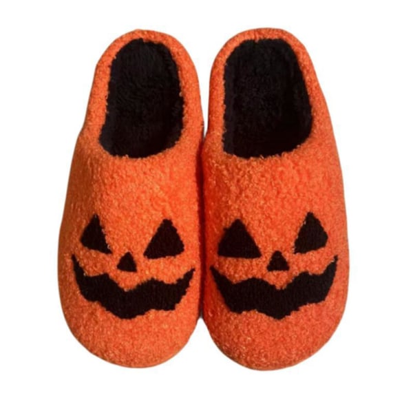 Varma tofflor med tecknad mönster, mjuka och bekväma hemtofflor Pumpkin 39-40