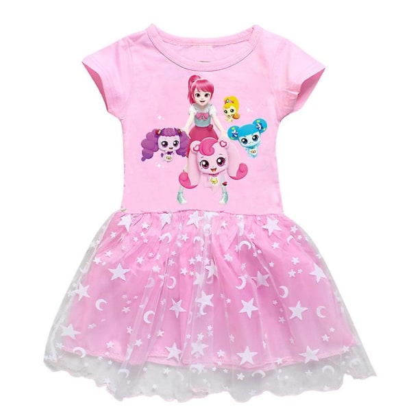 Sommarklänning för flickor Heart's Ping Princess Dress Anime Cosplay Kostymer Födelsedagsfest Kläder för flickor Sport Plisserad kjol L1469-pink 140(7-8T)