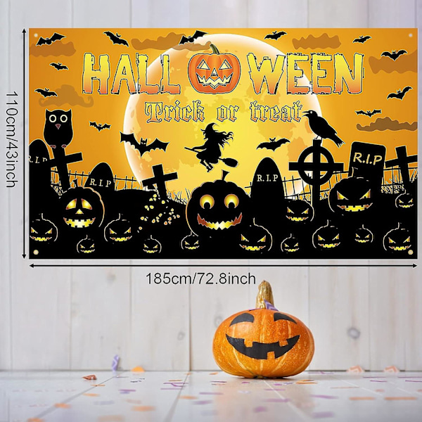 Halloween-taustakangas, xinvery erittäin suuri Halloween-banneri Halloween-valokuvauskopin taustakoriste sisä- ja ulkotiloihin, kauppaan ja baariin Orange A