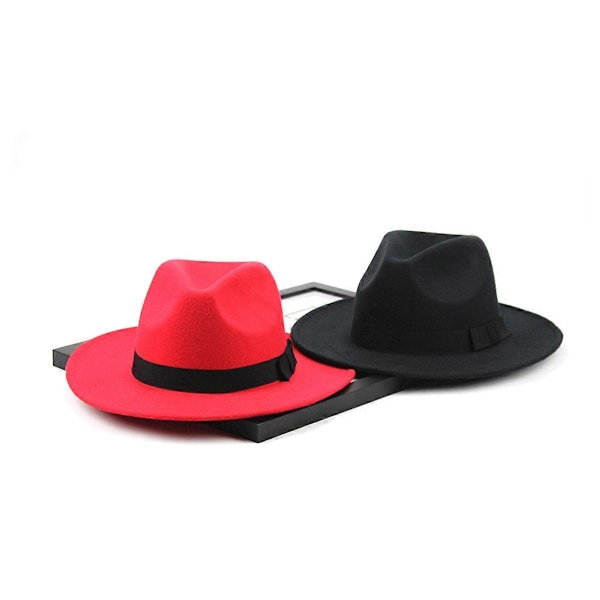 Klassisk Unisex Struktureret Uld Fedora Hat til Mænd og Kvinder (Sort)