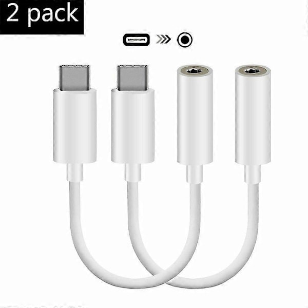 2 stk. Type C USB-C Han til 3,5 mm Hun Hovedtelefon Jack Aux Lydadapterkabler