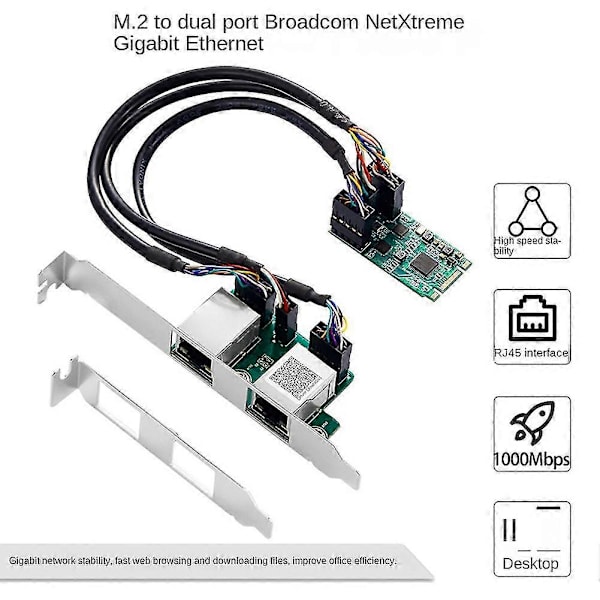 M.2 til Dual Port 2.5g Gigabit 2 Rj45 Porte 2500 Mbps 1000m B/m Key Slot, 2242 Størrelse