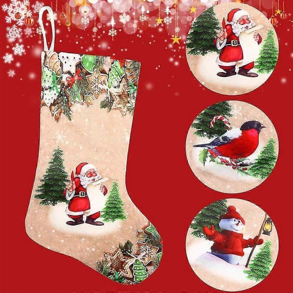 Tryckt Julstrumpa Hänge Juldekorationstillbehör