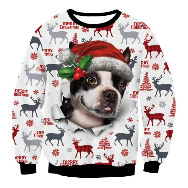 Män Kvinnor Ful jultröja Rolig Humping Ren Tacky Jultröjor Toppar Par Semesterfest Xmas Sweatshirt 3D Style 1 XXL