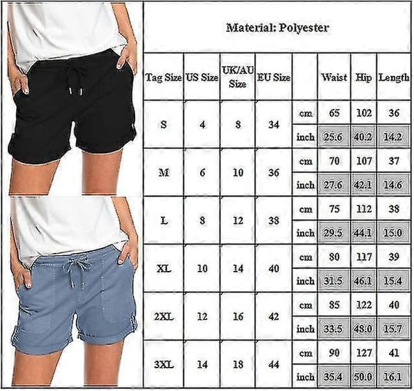 Sommarshorts för damer med elastisk midja, dragsko och cargofickor Blue S