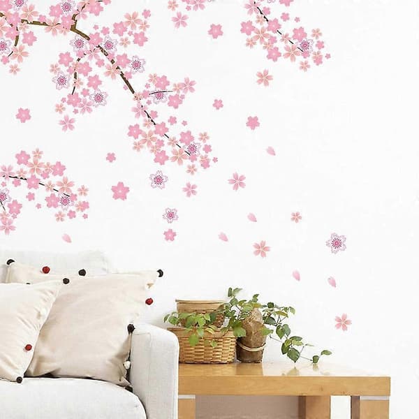 Plommonblom DIY Soffa TV Bakgrund Väggdekal Sovrum Vardagsrum Heminredning