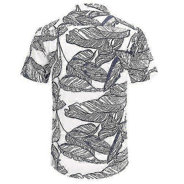 Miesten Havaiji-kuvioinen puuvillapellavapaita, lyhythihainen trooppinen rantapaita DXCS18 XL