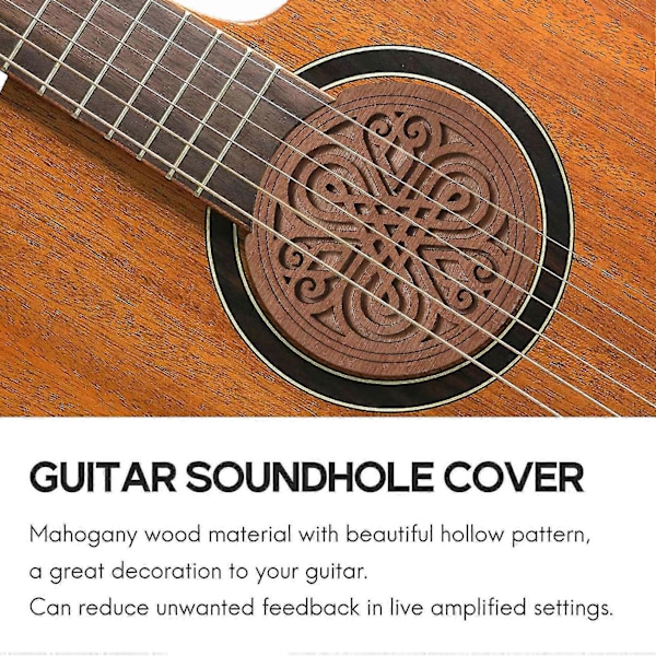 Gitarr Trä Ljudhål Ljud Hål Skydd Block Feedback Buffer Mahogny Trä För Eq Akustisk Folk G