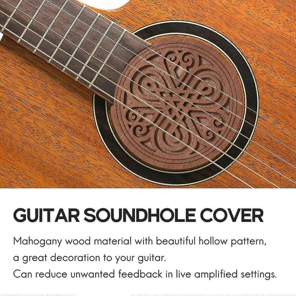 Guitar Træ Lydhul Dækplade Lydhul Cover Blok Feedback Buffer Mahogni Træ Til Eq Akustisk Folk G