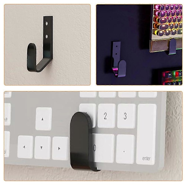 2 stk. Vægholder til tastatur Akryl tastatur vægophæng Tastatur vægmonteret opbevaringsorganisator