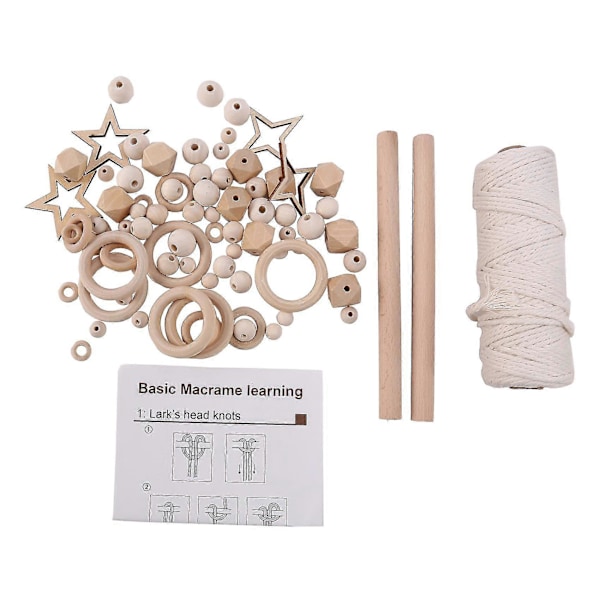 Makramé Snorkit, 3mm Bomullssnor Med Treringer, for Makramé Veggdekorasjon, Håndverk, DIY