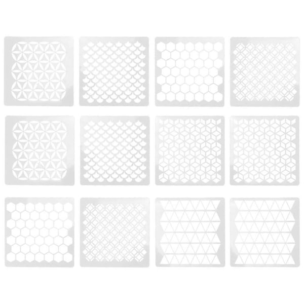 12 kpl Seinämaalausmallineet DIY Geometriset seinämaalausmallineet kotiin (valkoinen)