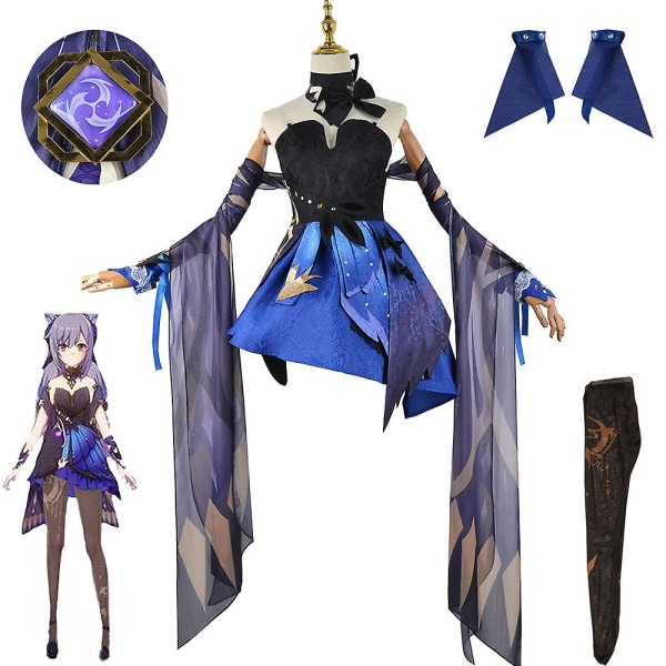 Game Genshin Impact Keqing Cosplay Kostym Outfit Anime Cosplay Halloween Kostymer Dam Venti Kostym Full Set Uniform S