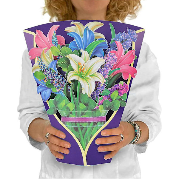 Daisy Pop Up Kort, 3D Pop-up Papir Fødselsdagsgave Lykønskningskort Med Notekort Og Kuvert, 30 cm Livsstørrelse Papir Evighedsblomster Gavekort Til Ha lily