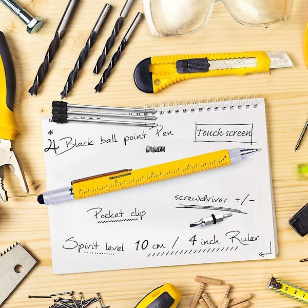 Multiværktøj Pen Herregaver Julegaveidéer Gaver til Far Herre Gadgets Julegaver til Ham, 6 I 1 Pen Hemmelige Julegaver til Mænd, Lærer G