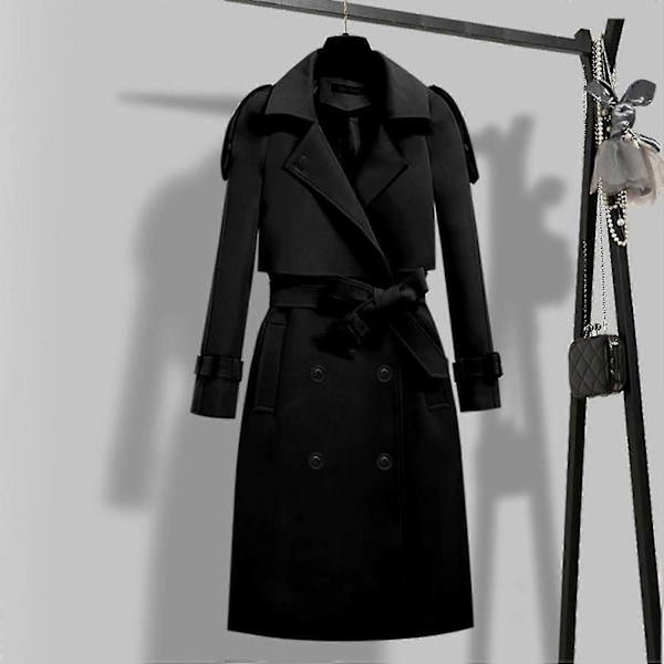 Dam Trenchcoat Mellanlång Mode Vindtät Kappa För Användning Bean Green 2XL