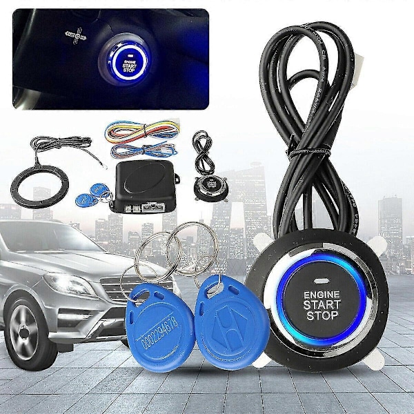 Bil SUV Tændingskontakt 12V RFID Nøglefri Adgang Tænding Trykknap Motorstartsystem Alarmsystem