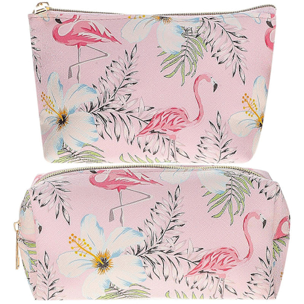 2 stk. Flamingo Sminkepunger Kosmetiske Reisevesker Bærbare Sminkepunger Toalettvesker for Reise
