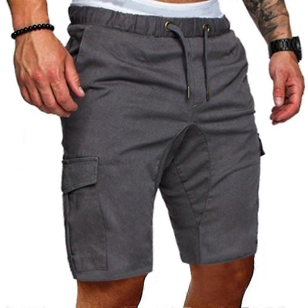 Miesten joustavat cargo-shortsit kesäiset rennot jogger-taisteluhousut Dark Grey XL