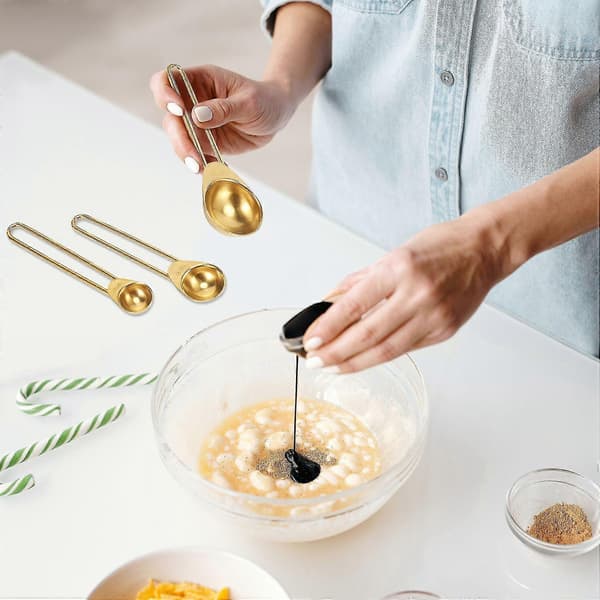 9 st/set Måttskopor i rostfritt stål för bakning, socker, kaffe, måttsatser, teskedar, måttsked