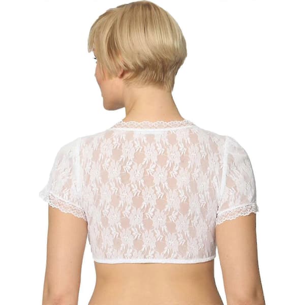 Elegant Dirndl-bluse for kvinner, svart Dirndl-bluse, blondebluse for Oktoberfest White S
