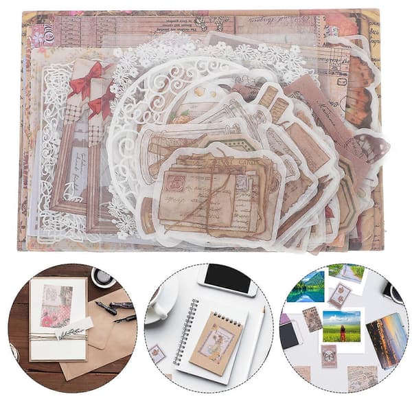 1 set Scrapbooking Material Journal DIY Kit Journaler Planerare Papper Stickers