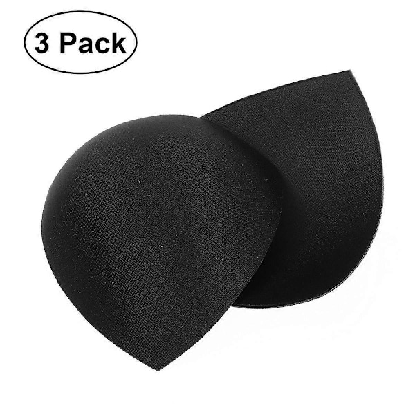 3 Par Dame Avtakbare Smart Cups BH Innlegg Pads For Badedrakt Sport (Svart)