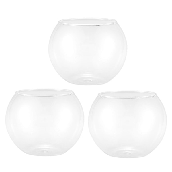 3x Rund Sfär Vas I Transparent Glas Akvarium