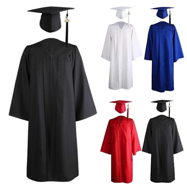 Naievear 1 Set Examensklänning Hatt Tofs Dragkedja V-ringning Lös Enfärgad 2023 Gymnasie Kandidatexamen Akademisk Klädsel Studenttillbehör White 3XL