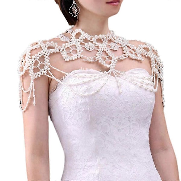 Bröllop Halsband för Kvinnor med Imitationspärlor, Bib Choker, Smycken, Pärlbroderad Kroppskedja, Sjal, Krage, Vintage, Lager på Lager, Dekorativ Väst, Kostymtillbehör
