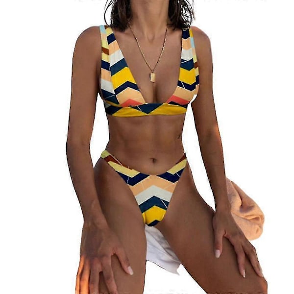 Mimigo Naisten Matala Vyötäröinen Bikini Uimapuku Push Up Halter Kaksiosainen Uima-asu COLOR 2 S