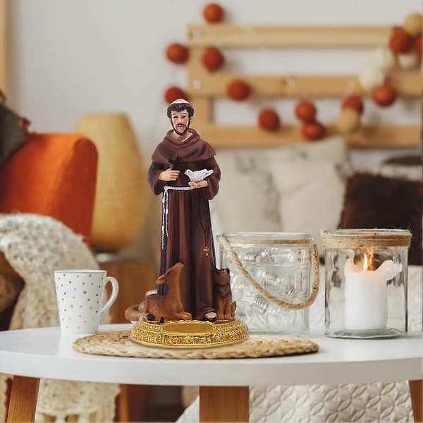 St. Frans Statue Håndmalt Resin Statue Figur Julegave