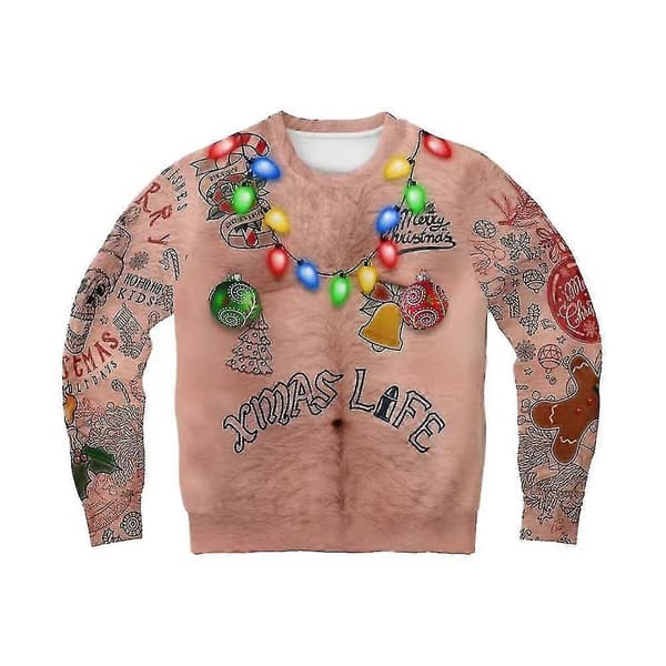 Grim Juletrøje til Kvinder og Mænd - Juletrøje Pullover Jumper Tunika-God Multicolor XL