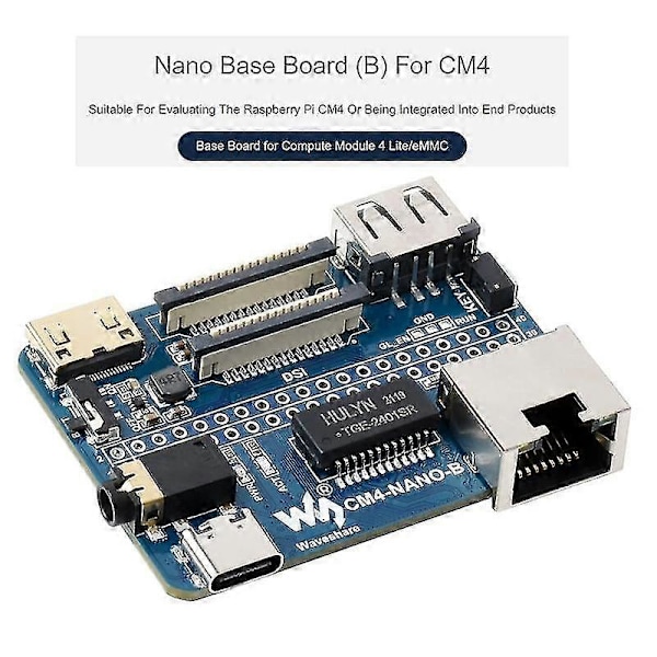 Nano Base Board (b) til Raspberry Pi Compute Module 4 Lite/emmc, samme størrelse som CM4 med Mipi Por
