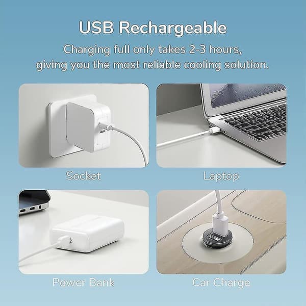 USB Genopladelig Håndholdt Ventilator, Bærbar Lille Ventilator