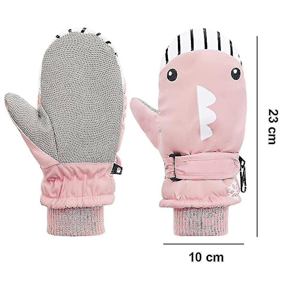 1 par Vinterhandskar Barn Småbarnsvantar, Skidpojke Snöflicka Vattentät pink