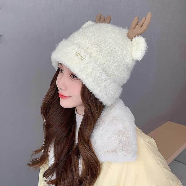 Cosplay Hat til Kvinder Mænd Jule Gevirform Hat Foldbar Ørebeskyttelse Hat White