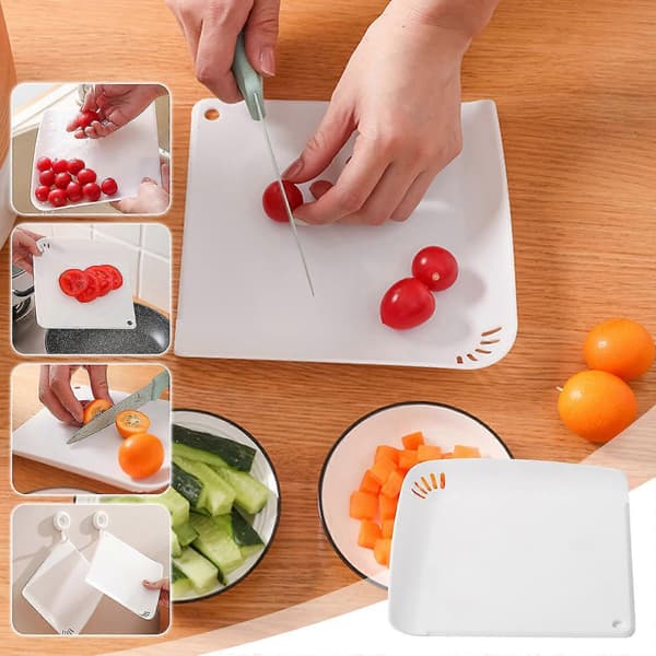 Hängande skärbräda med hål för snabb leverans samma dag, liten diskbräda, multifunktionell köksbräda, skärbräda med plastpanel