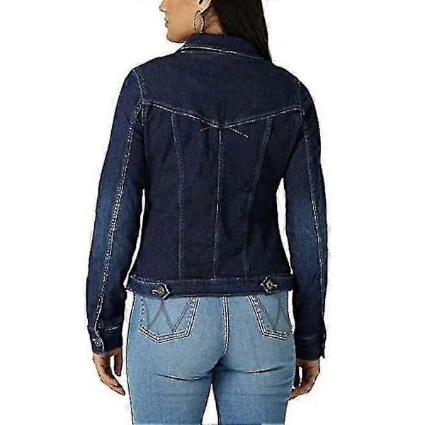 Stretch Jeansjacka för Dam, Jeansjacka, Jeansjacka med Knappar Dark blue S