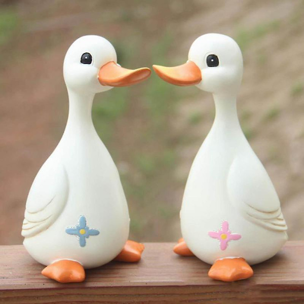 Sød Havestatue Harpiks Andefamilie Ornament Baghave Ænder Dekoration Fugleskulptur Indendørs Udendørs Gård Dam Plæne Mom