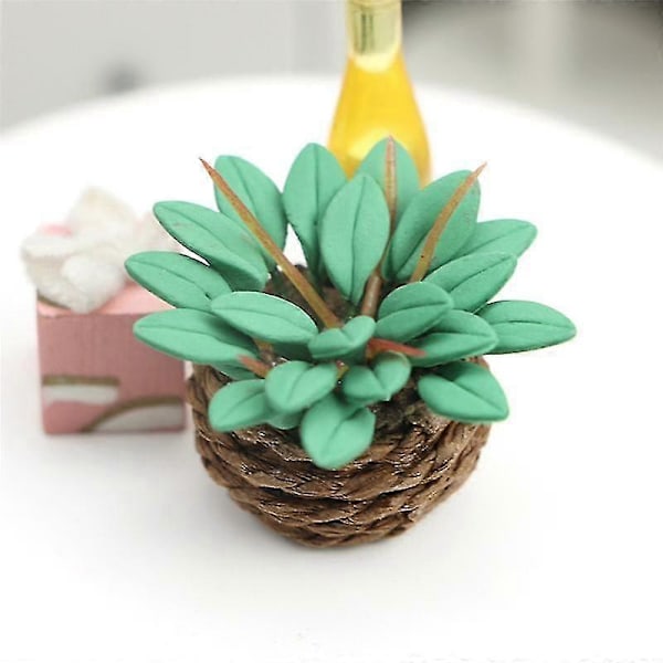 1/12 Dockskåp Miniatyr Blommor Simulering Mini Hängande Korg Lerkruka Dockskåp Tillbehör
