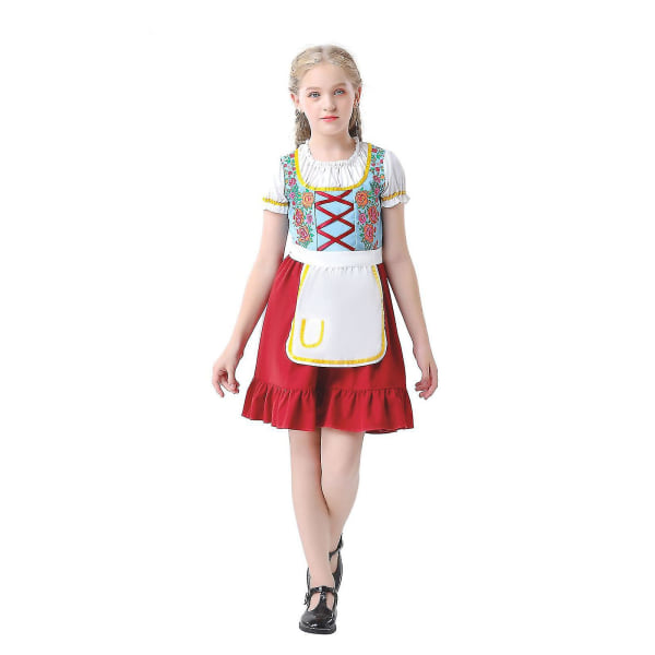 Snabb leverans Dam tyska Oktoberfest bayersk öl Wench kostym Maid Festival Party Red  White M