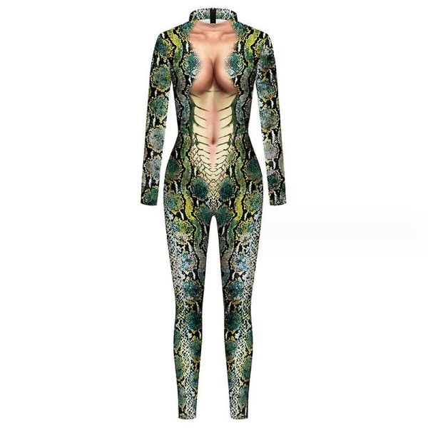 Kvinnors Halloween Snake Costume Cosplay Bodysuit 3d Skinny Stretch Costume COLOR 2 XL