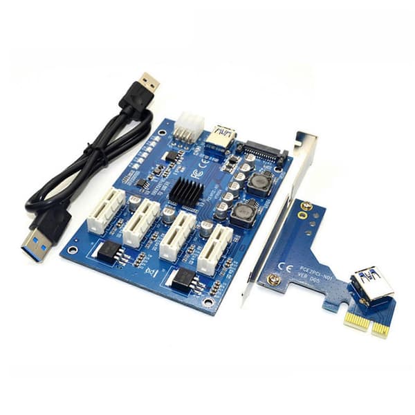 Ekspansjonssett Pci-e X1 Til 4pci-e X16 1 Til 4 Port Pci Express Switch Multiplier Hub Sata Usb Riser C