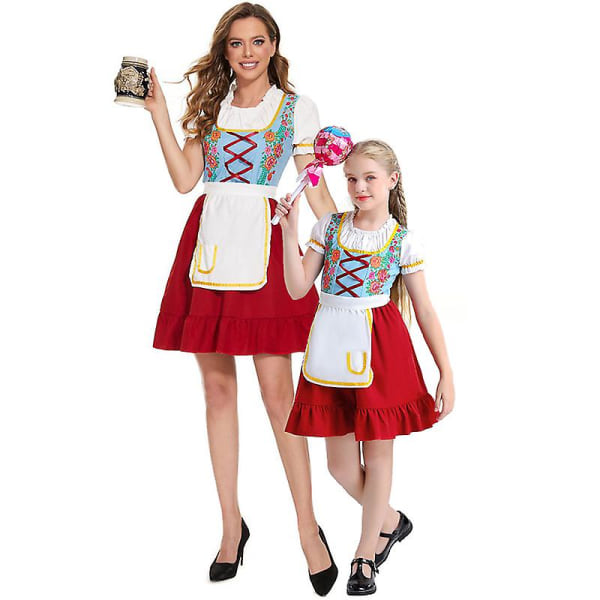 Tysk Oktoberfestdräkt för vuxna barn Bavarian National Beer Party Halloween Fancy Clubwear Cosplay Maid Wench Dirndl Dress Adult woman XL