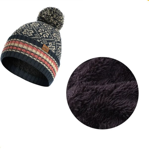 Dames Hue, Halstørklæde og Modehandsker Sæt Varm Foret Beanie Hue Touchscreen Varme Handsker Touchscreen navy blue
