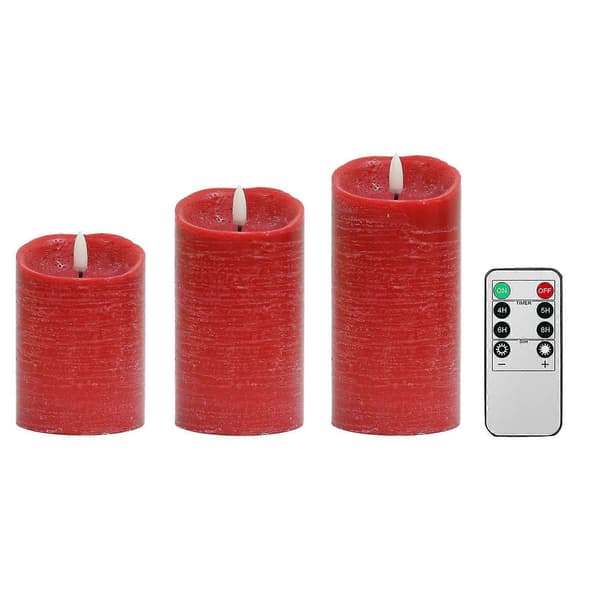 3D Fladdrande Ljus Batteridrivet Fjärrkontroll Timer LED Rörlig Veke Dansande Låga (röd)