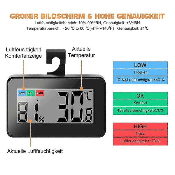 2 stk. Magnetiske hygrometertermometre - Magnetisk innendørs