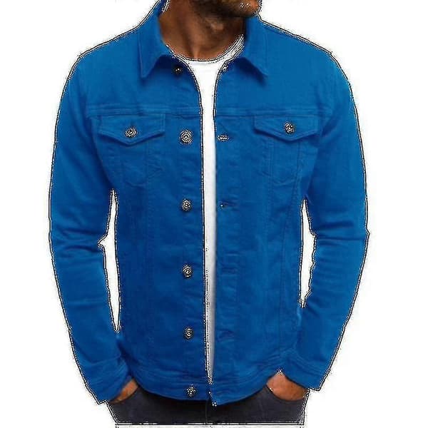 Herr Denim Jeansjacka Kort Slim Fit Blue M